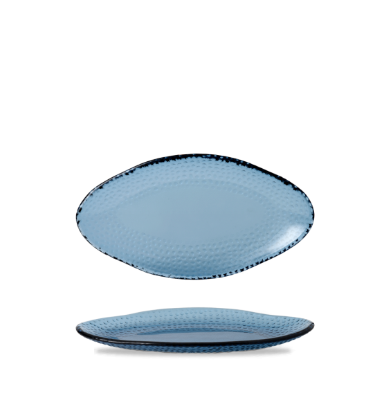 Isla Ocean Blue Organic Oval Glass Platter